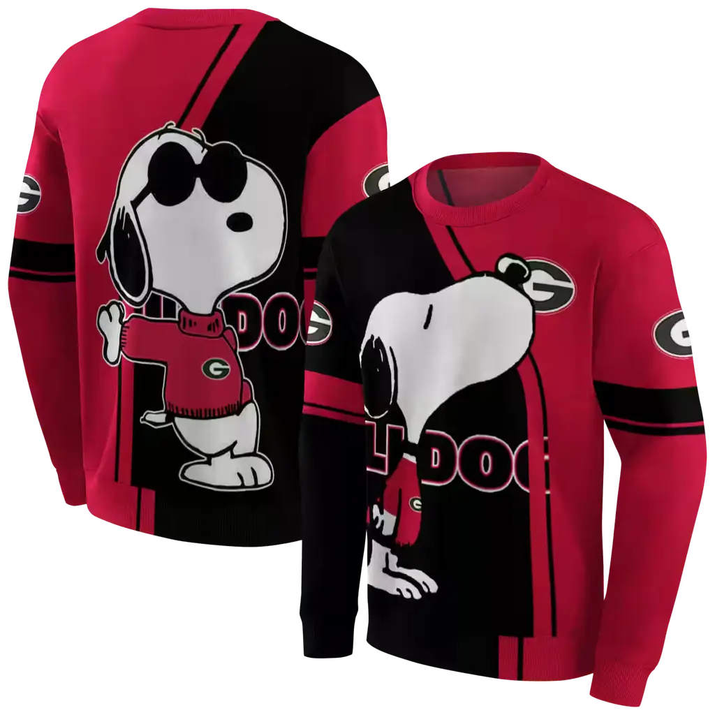 georgia bulldogs playful snoopy red hoodie premium grade georgia bulldogs playful snoopy red hoodie premium grade