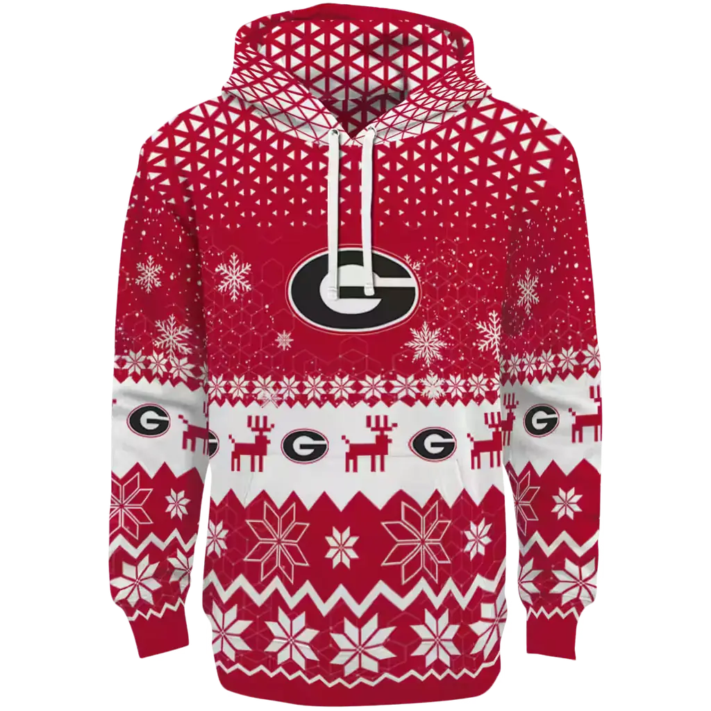 georgia bulldogs reindeer motif red hoodie best selling georgia bulldogs reindeer motif red hoodie best selling