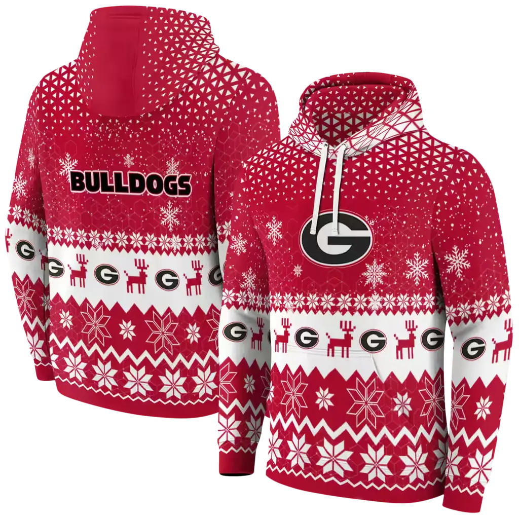 georgia bulldogs reindeer motif red hoodie fashion forward georgia bulldogs reindeer motif red hoodie fashion forward