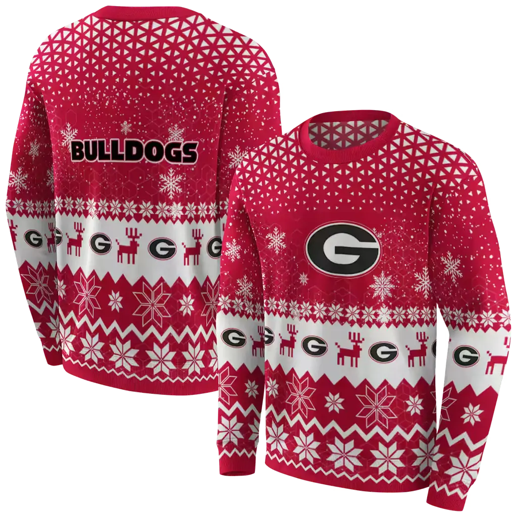 georgia bulldogs reindeer motif red hoodie premium grade georgia bulldogs reindeer motif red hoodie premium grade