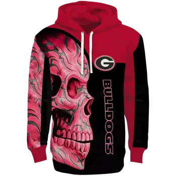 georgia bulldogs skull motif red black hoodie best selling