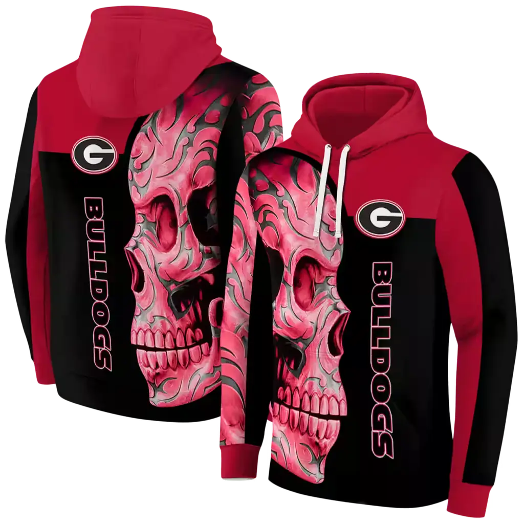 georgia bulldogs skull motif red black hoodie fashion forward georgia bulldogs skull motif red black hoodie fashion forward