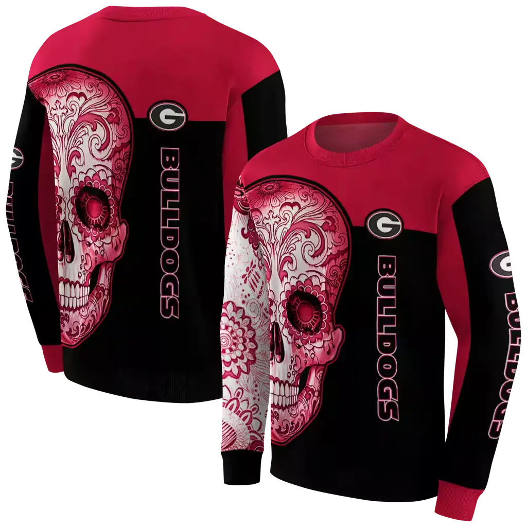 georgia bulldogs sugar skull red black hoodie premium grade georgia bulldogs sugar skull red black hoodie premium grade