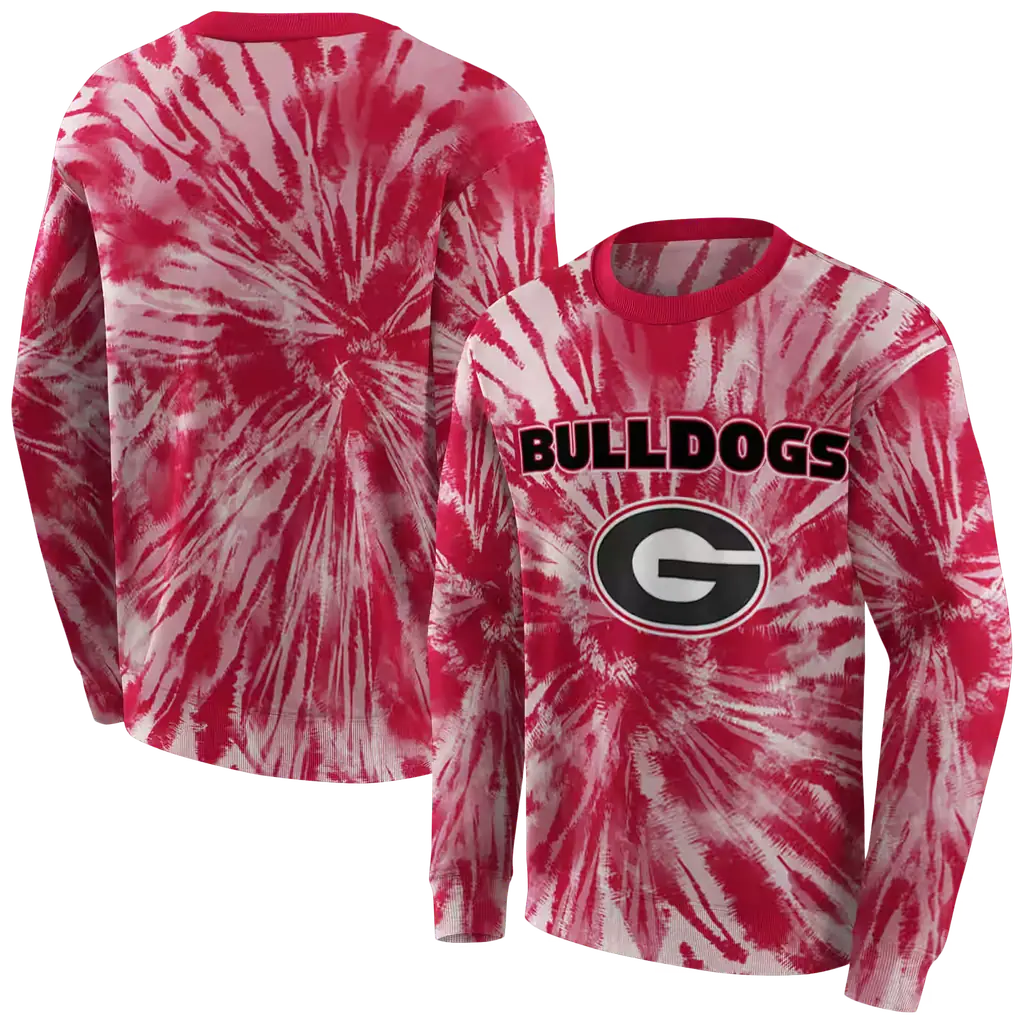 georgia bulldogs tie dye pattern red hoodie premium grade georgia bulldogs tie dye pattern red hoodie premium grade