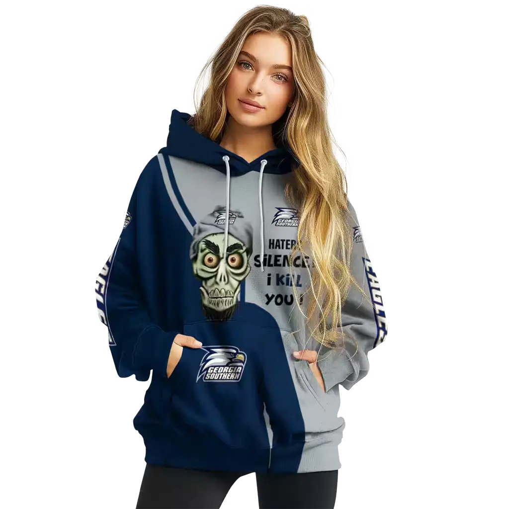 georgia southern eagles achmed skull blue hoodie high quality georgia southern eagles achmed skull blue hoodie high quality