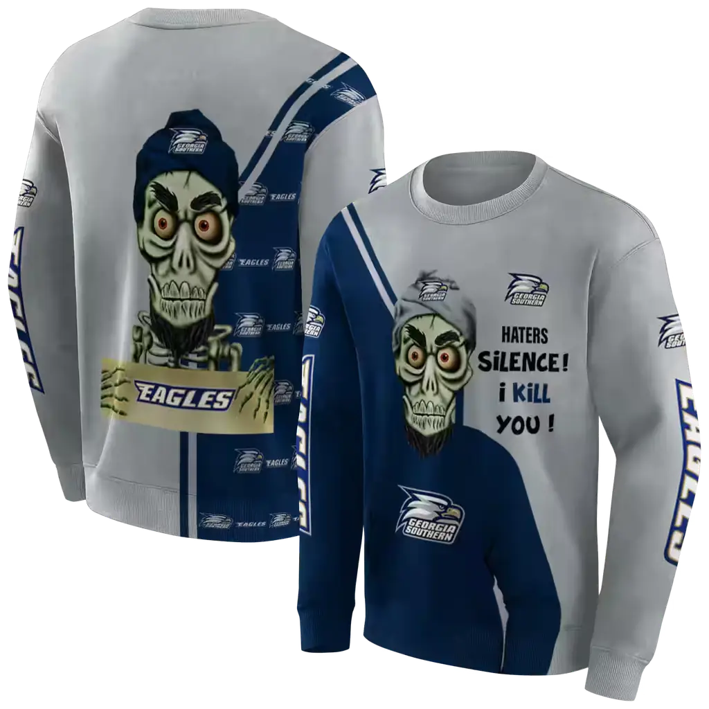 georgia southern eagles achmed skull blue hoodie premium grade georgia southern eagles achmed skull blue hoodie premium grade