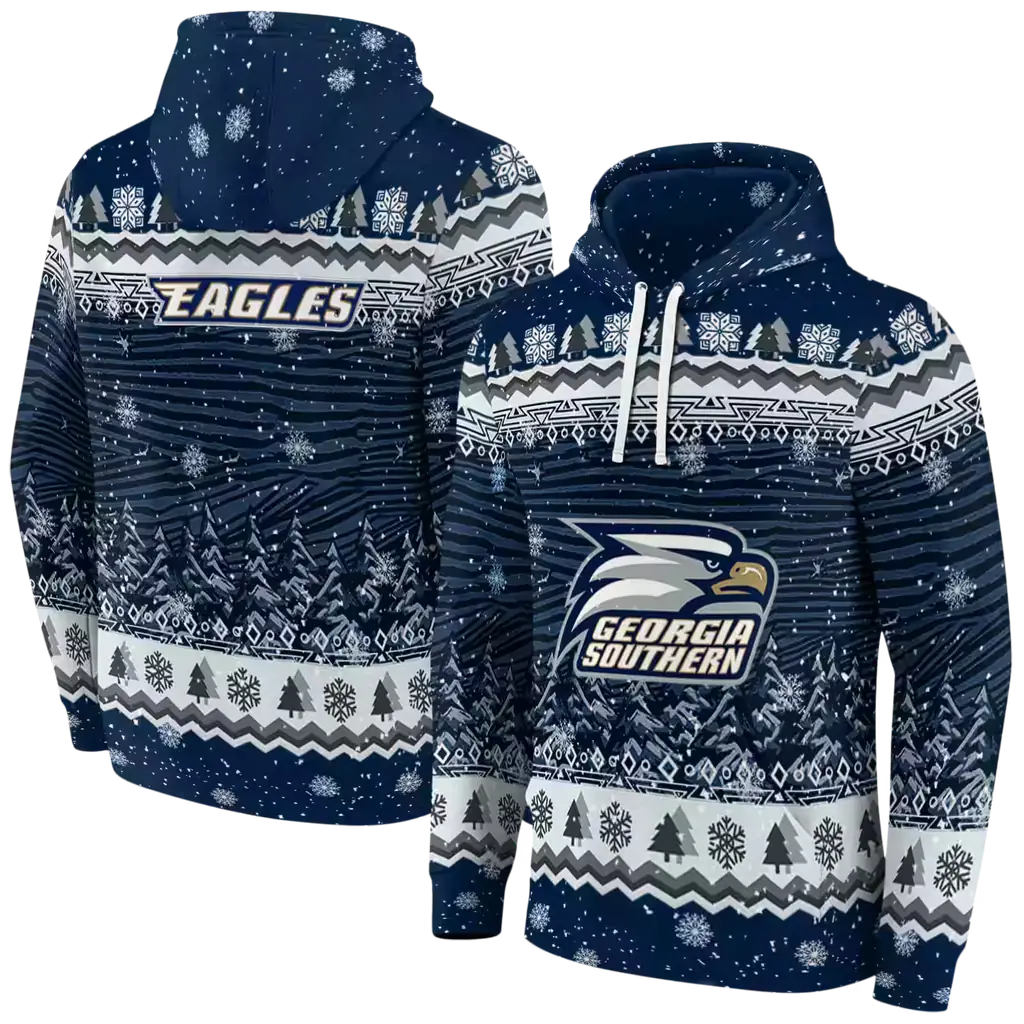 georgia southern eagles christmas trees blue hoodie fashion forward georgia southern eagles christmas trees blue hoodie fashion forward