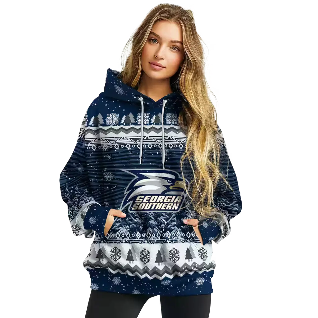 georgia southern eagles christmas trees blue hoodie high quality georgia southern eagles christmas trees blue hoodie high quality