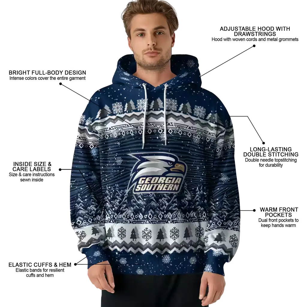 georgia southern eagles christmas trees blue hoodie latest model georgia southern eagles christmas trees blue hoodie latest model
