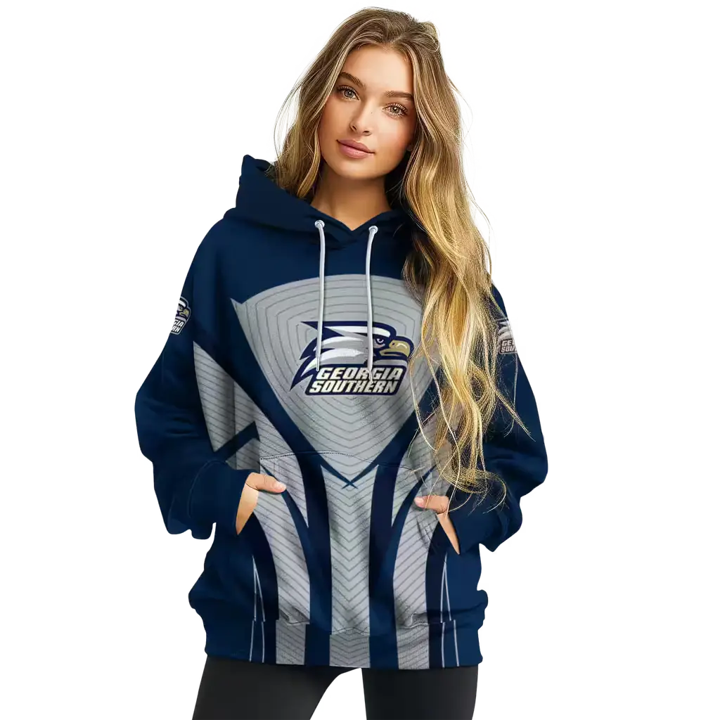 georgia southern eagles concentric lines blue black hoodie high quality georgia southern eagles concentric lines blue black hoodie high quality