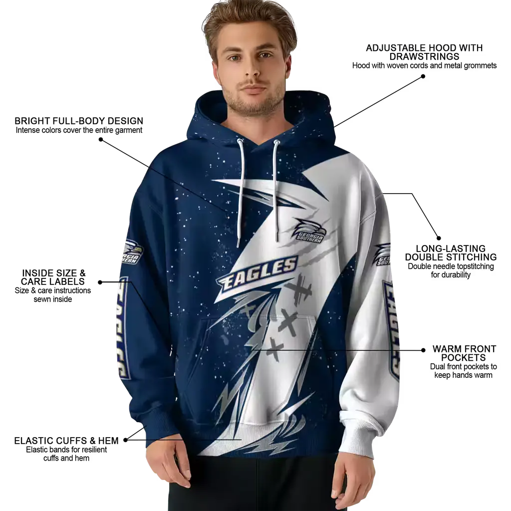 georgia southern eagles dynamic slash blue white hoodie latest model georgia southern eagles dynamic slash blue white hoodie latest model
