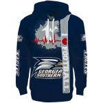 georgia southern eagles football heartbeat blue hoodie best selling