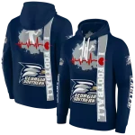 georgia southern eagles football heartbeat blue hoodie best selling