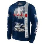georgia southern eagles football heartbeat blue hoodie best selling