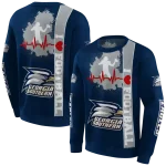 georgia southern eagles football heartbeat blue hoodie best selling