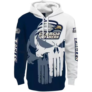 georgia southern eagles graphic punisher blue white hoodie best selling