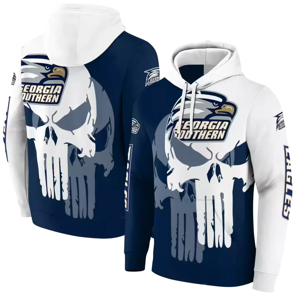 georgia southern eagles graphic punisher blue white hoodie fashion forward georgia southern eagles graphic punisher blue white hoodie fashion forward