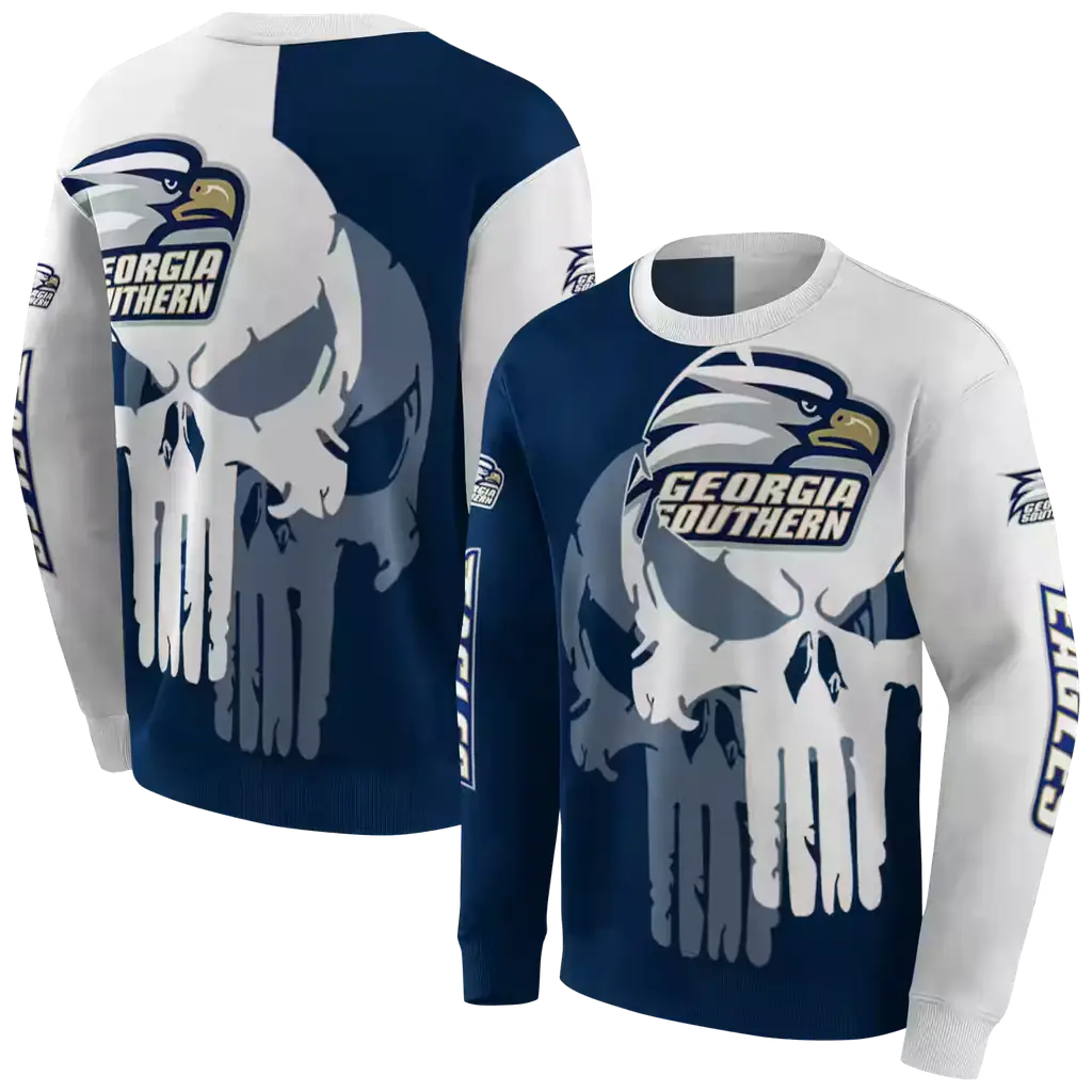 georgia southern eagles graphic punisher blue white hoodie premium grade georgia southern eagles graphic punisher blue white hoodie premium grade