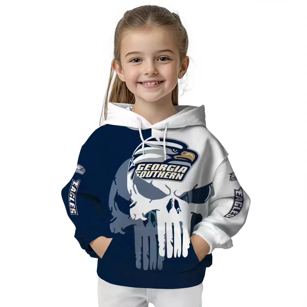 georgia southern eagles graphic punisher blue white hoodie top rated georgia southern eagles graphic punisher blue white hoodie top rated
