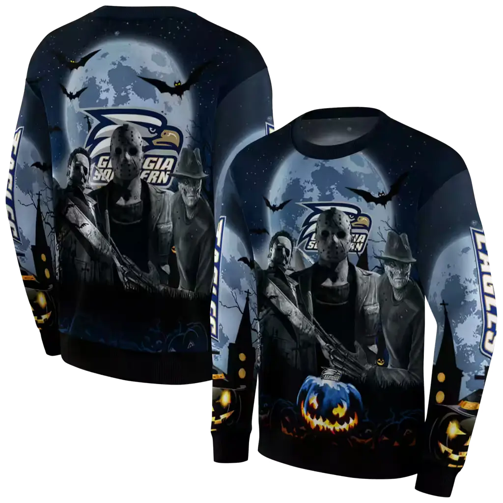 georgia southern eagles halloween vibes blue black hoodie premium grade georgia southern eagles halloween vibes blue black hoodie premium grade