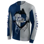 georgia southern eagles heartbeat graphic blue hoodie best selling