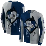 georgia southern eagles heartbeat graphic blue hoodie best selling