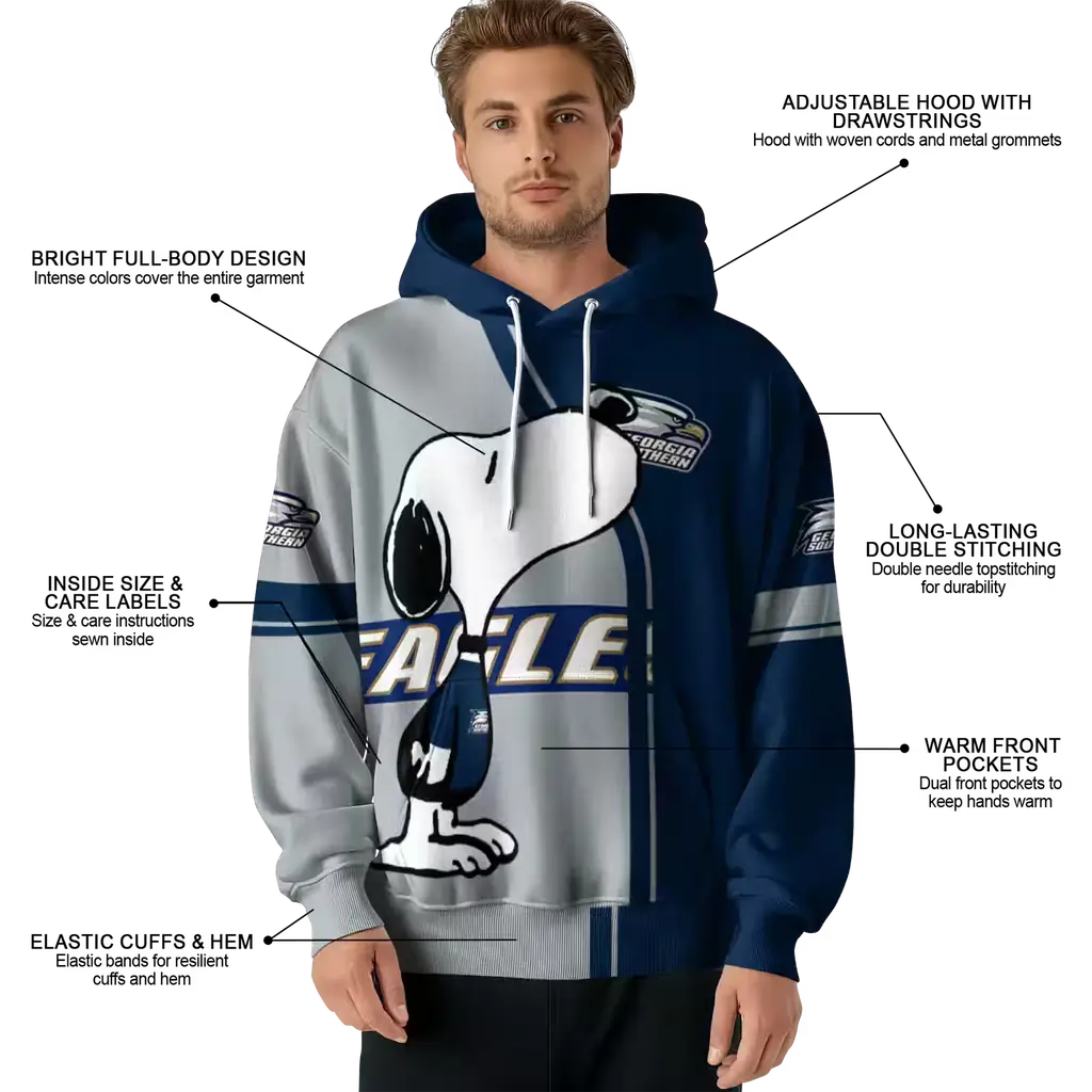 georgia southern eagles playful snoopy blue hoodie latest model georgia southern eagles playful snoopy blue hoodie latest model