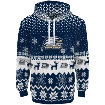 georgia southern eagles reindeer motif blue hoodie best selling