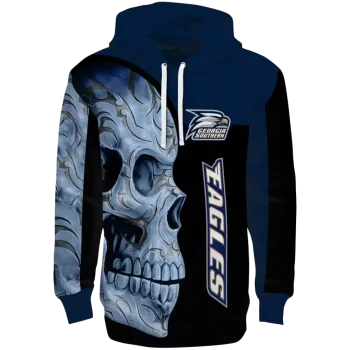 georgia southern eagles skull motif blue black hoodie best selling