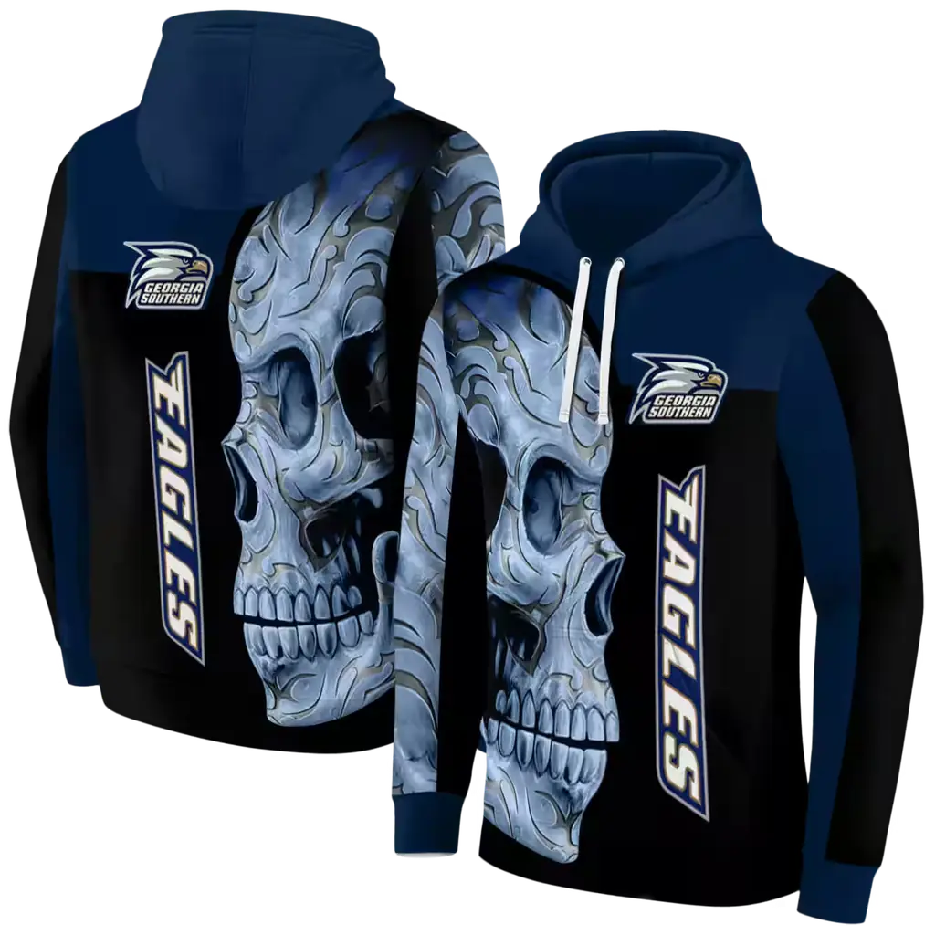 georgia southern eagles skull motif blue black hoodie fashion forward georgia southern eagles skull motif blue black hoodie fashion forward