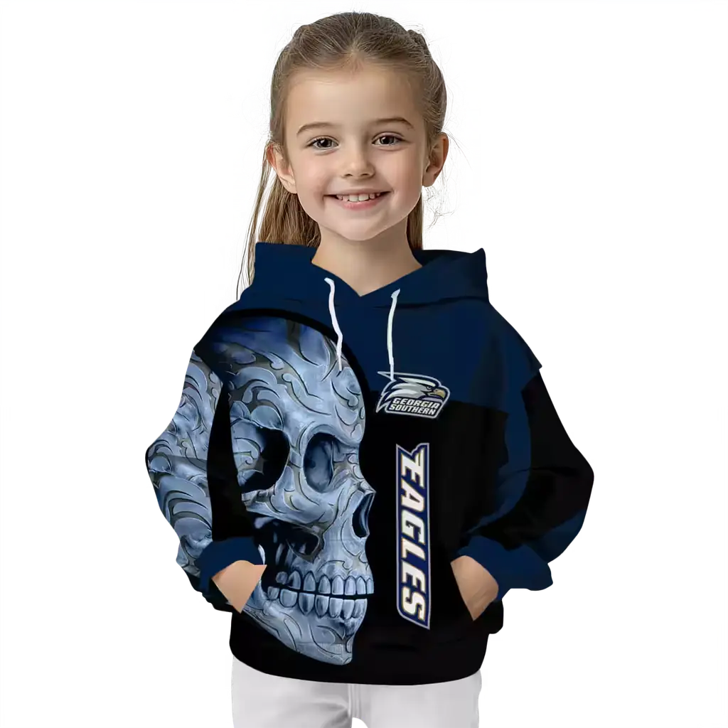 georgia southern eagles skull motif blue black hoodie top rated georgia southern eagles skull motif blue black hoodie top rated
