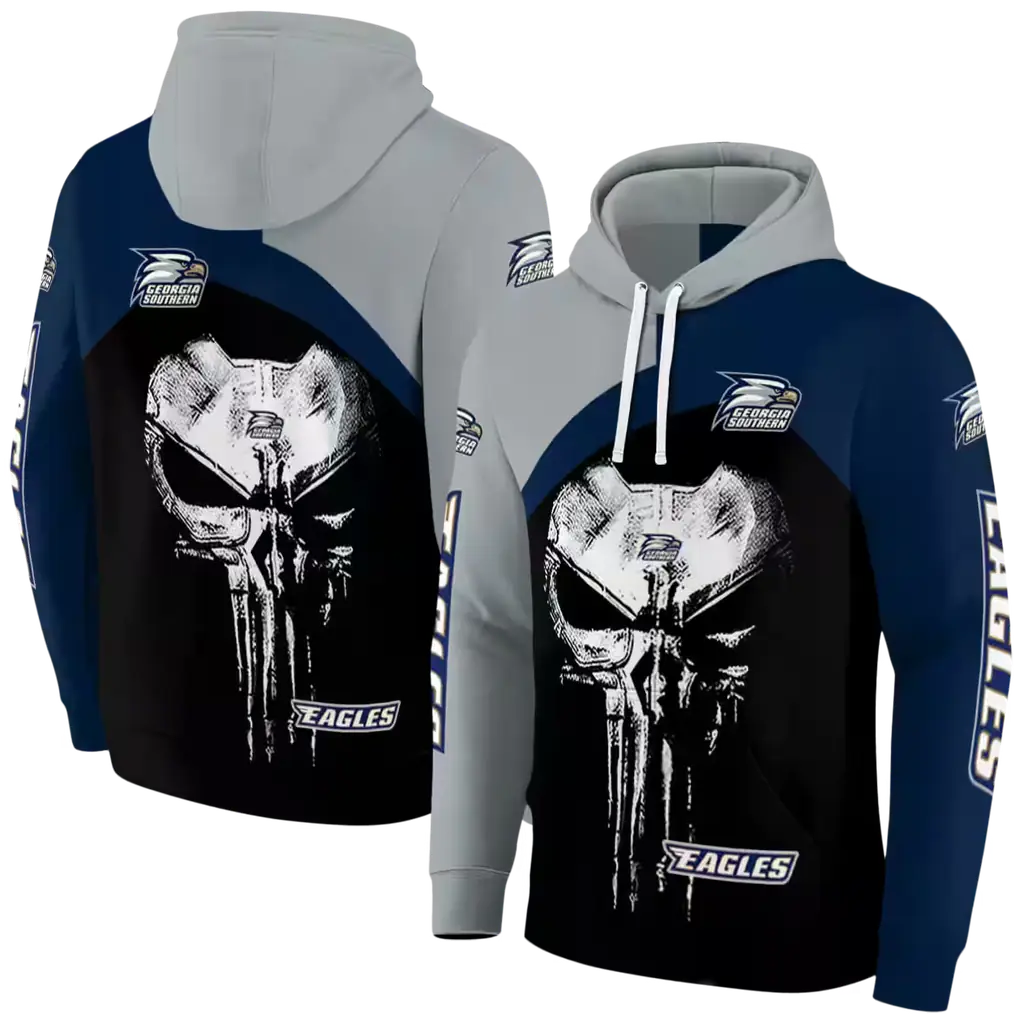 georgia southern eagles skull punisher grey black hoodie fashion forward georgia southern eagles skull punisher grey black hoodie fashion forward