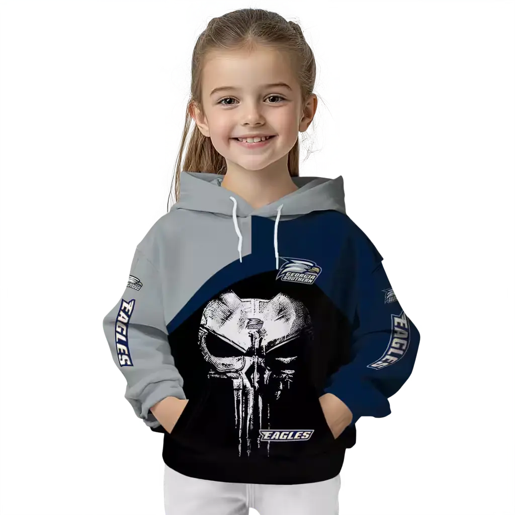 georgia southern eagles skull punisher grey black hoodie top rated georgia southern eagles skull punisher grey black hoodie top rated