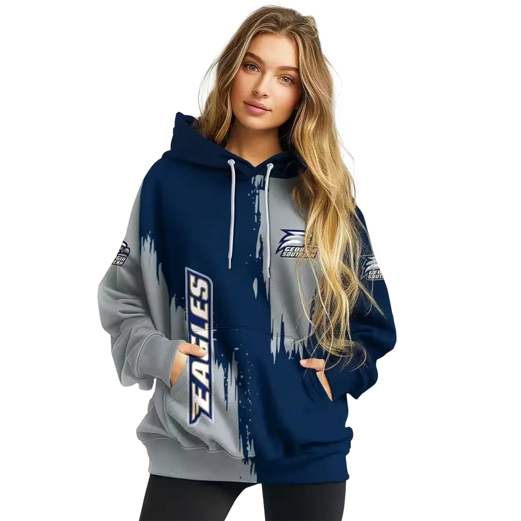 georgia southern eagles splatter effect blue hoodie high quality georgia southern eagles splatter effect blue hoodie high quality