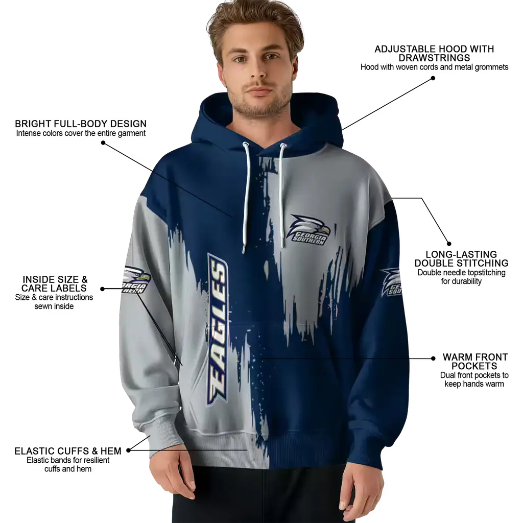 georgia southern eagles splatter effect blue hoodie latest model georgia southern eagles splatter effect blue hoodie latest model