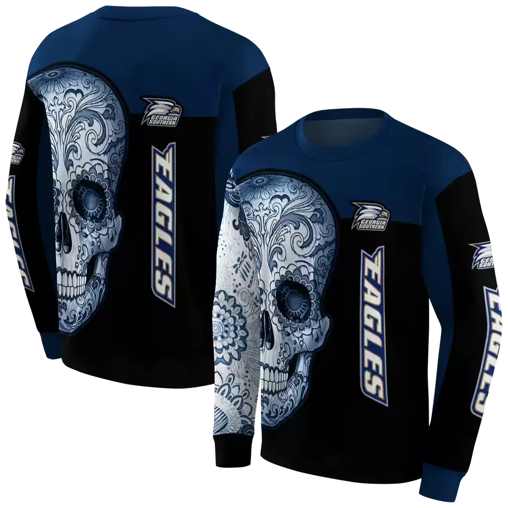georgia southern eagles sugar skull blue black hoodie premium grade georgia southern eagles sugar skull blue black hoodie premium grade