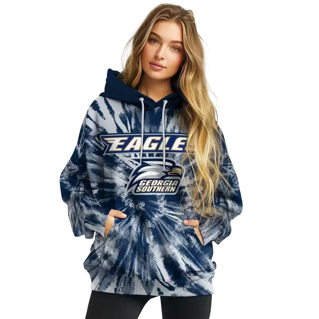 georgia southern eagles tie dye pattern blue hoodie high quality georgia southern eagles tie dye pattern blue hoodie high quality