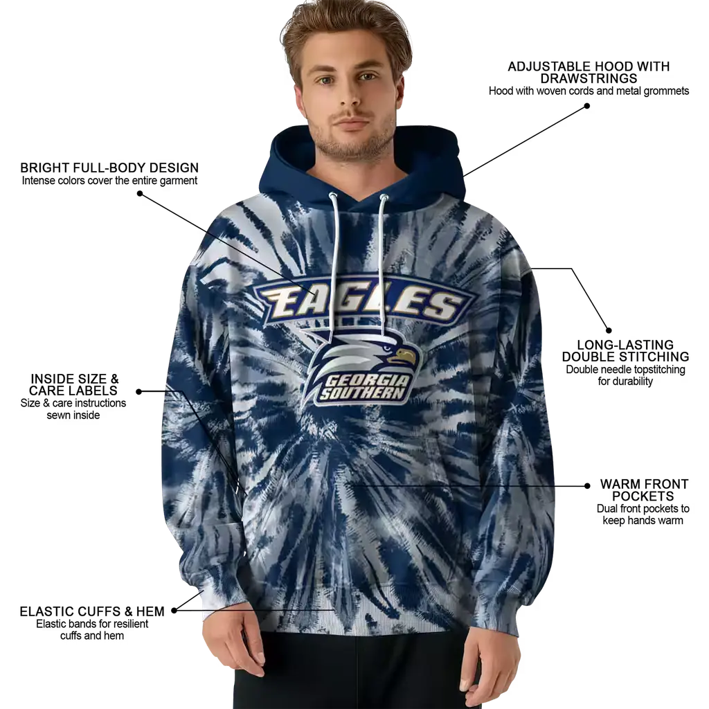 georgia southern eagles tie dye pattern blue hoodie latest model georgia southern eagles tie dye pattern blue hoodie latest model