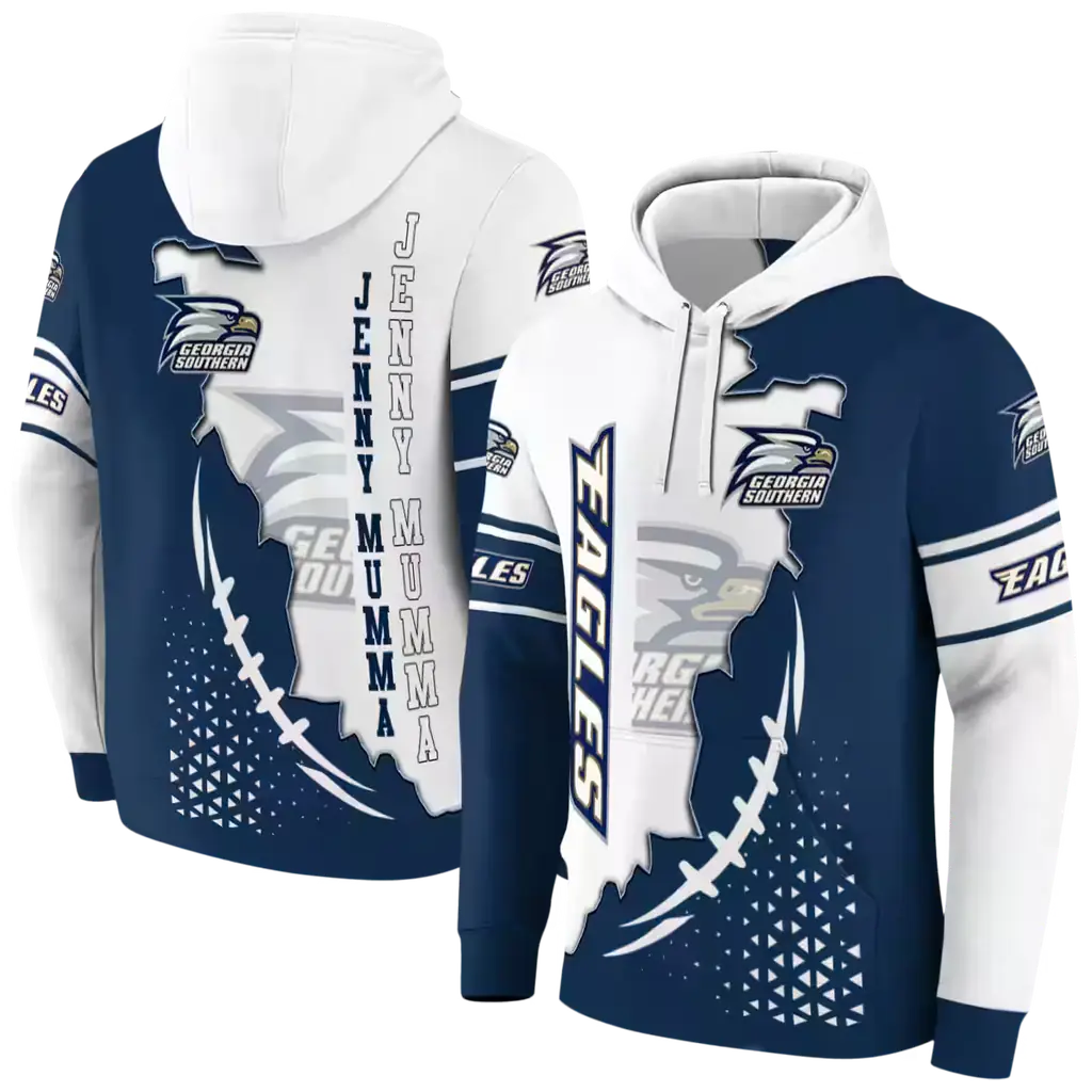 georgia southern eagles triangular pattern blue white hoodie fashion forward georgia southern eagles triangular pattern blue white hoodie fashion forward