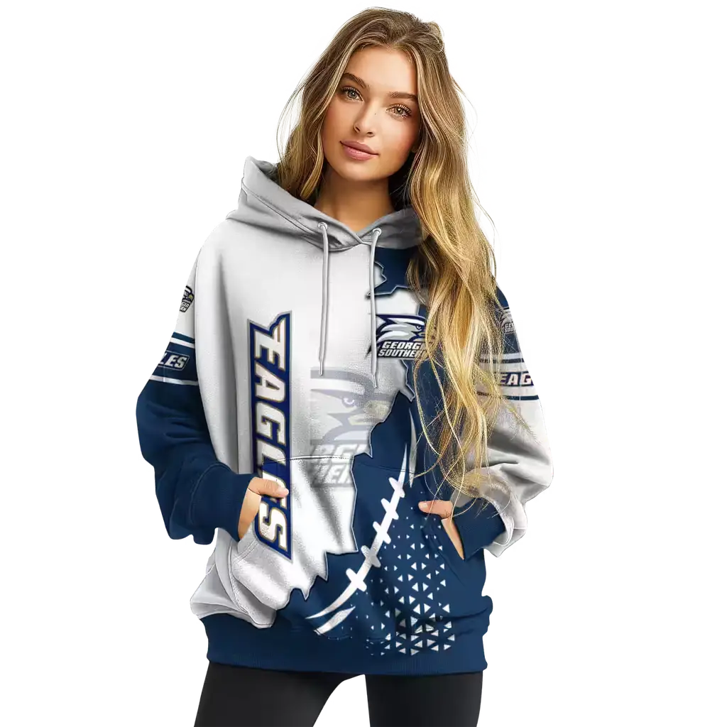 georgia southern eagles triangular pattern blue white hoodie high quality georgia southern eagles triangular pattern blue white hoodie high quality