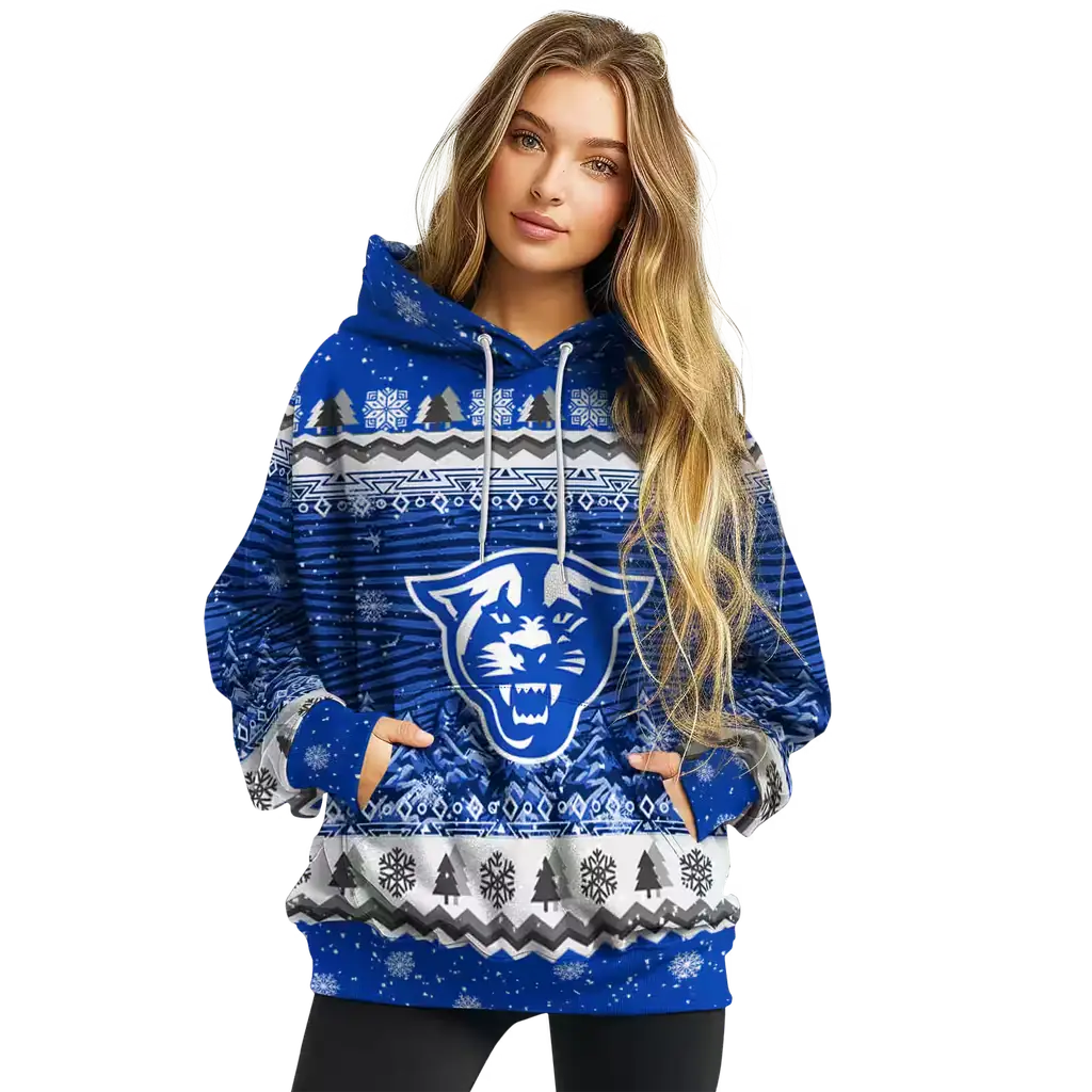 georgia state panthers christmas trees blue hoodie high quality georgia state panthers christmas trees blue hoodie high quality