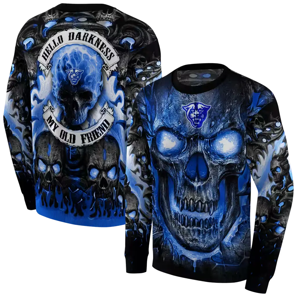 georgia state panthers demonic skull blue black hoodie premium grade georgia state panthers demonic skull blue black hoodie premium grade