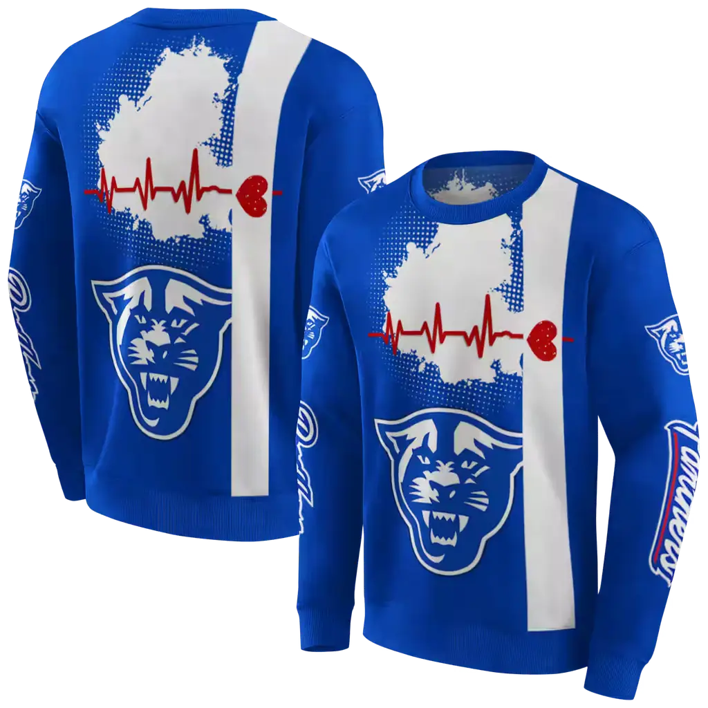 georgia state panthers football heartbeat blue hoodie premium grade georgia state panthers football heartbeat blue hoodie premium grade