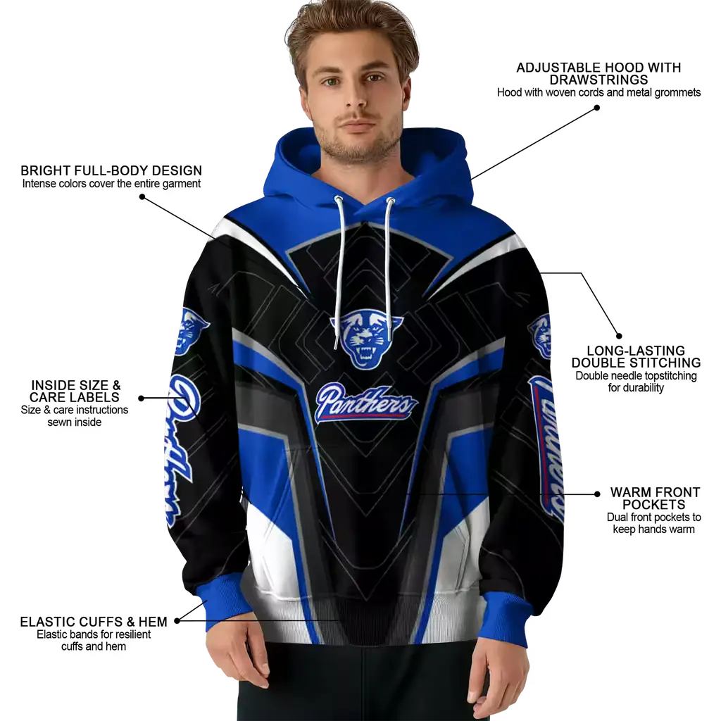 georgia state panthers futuristic pattern blue black hoodie latest model georgia state panthers futuristic pattern blue black hoodie latest model