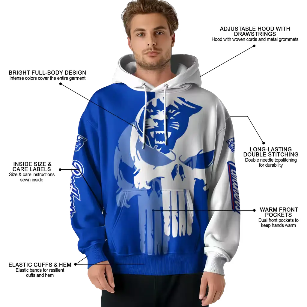 georgia state panthers graphic punisher blue white hoodie latest model georgia state panthers graphic punisher blue white hoodie latest model