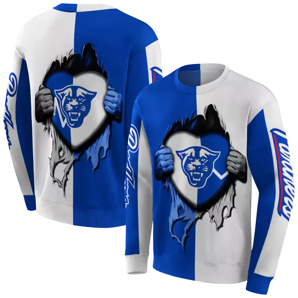 georgia state panthers heartbeat graphic blue hoodie premium grade georgia state panthers heartbeat graphic blue hoodie premium grade