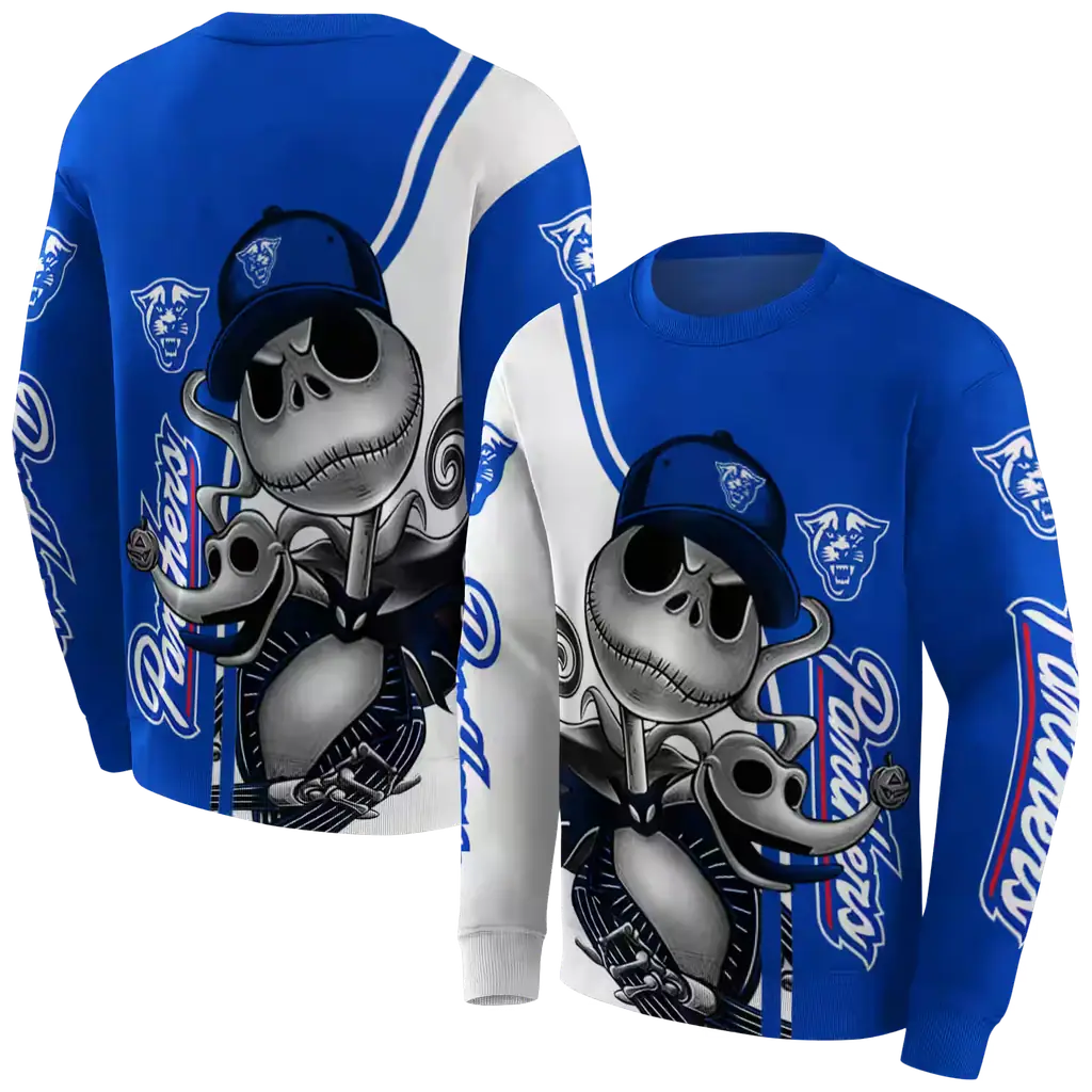 georgia state panthers jack skellington blue hoodie premium grade georgia state panthers jack skellington blue hoodie premium grade