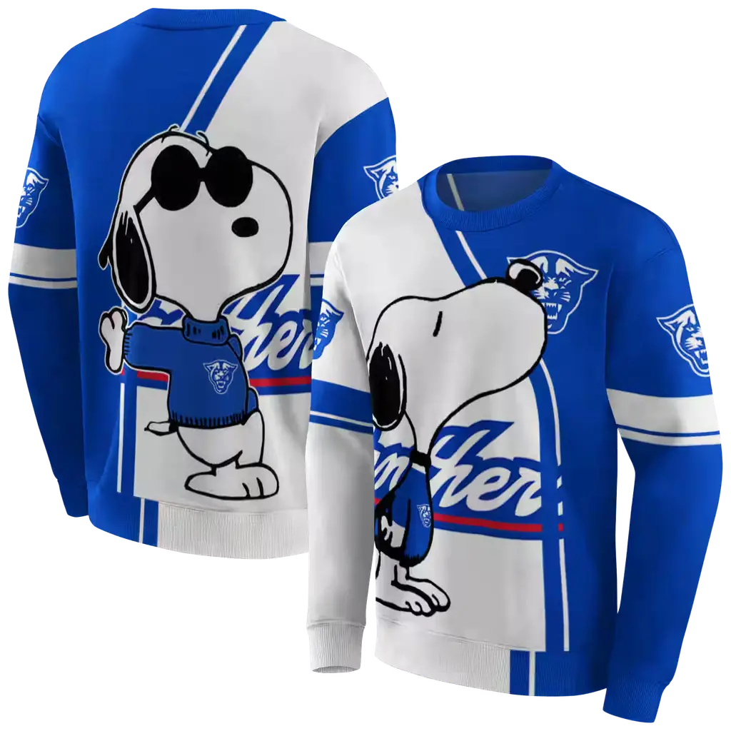 georgia state panthers playful snoopy blue hoodie premium grade georgia state panthers playful snoopy blue hoodie premium grade