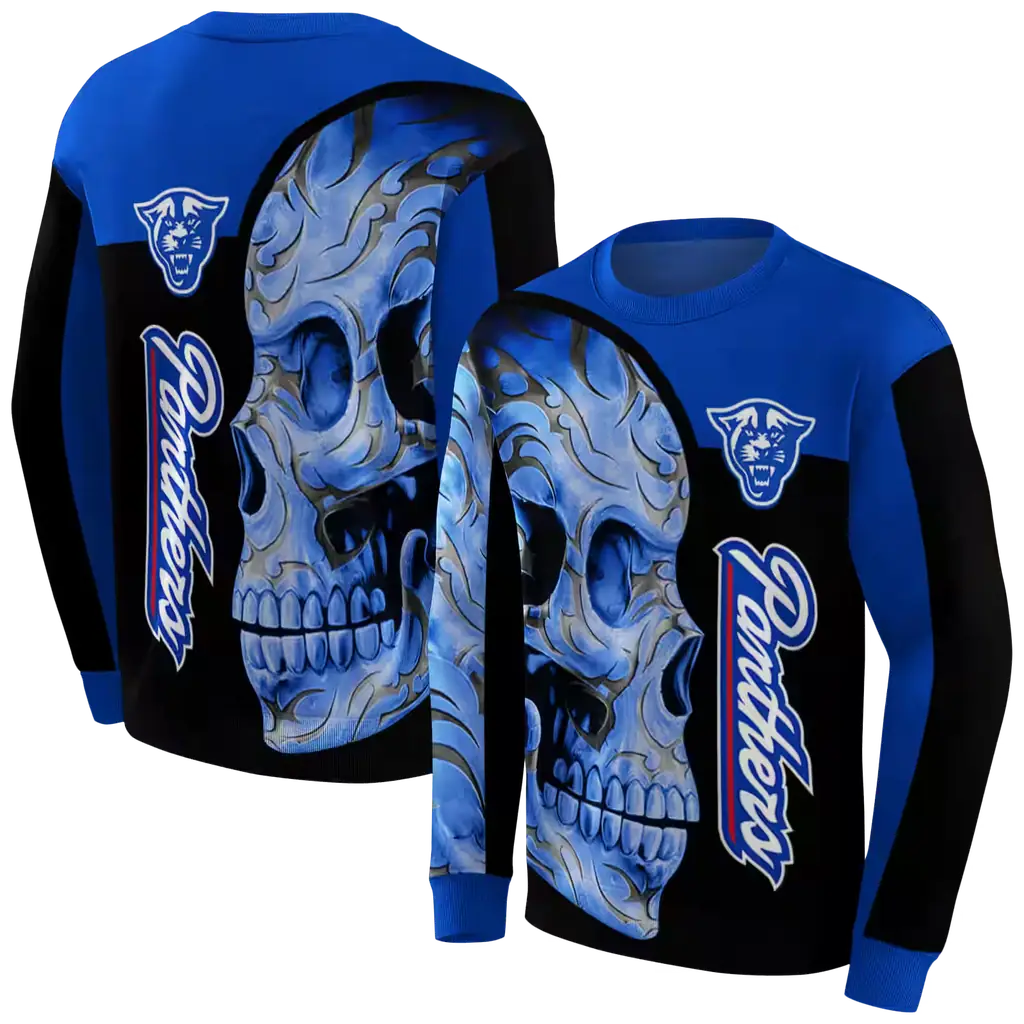 georgia state panthers skull motif blue black hoodie premium grade georgia state panthers skull motif blue black hoodie premium grade