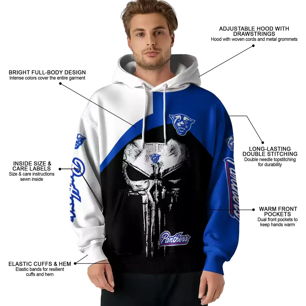 georgia state panthers skull punisher white black hoodie latest model georgia state panthers skull punisher white black hoodie latest model